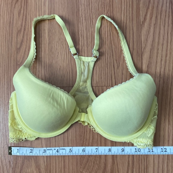 ❤️ Victoria’s Secret Racerback Perfect Coverage Bra 34C Yellow - Picture 2 of 8